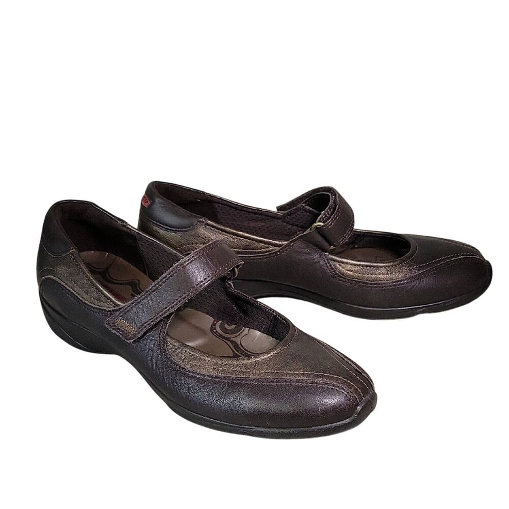 Ecco Babett Mary Janes Leather Brown Bronze Shoes Womens Size 39 US 8 8.5